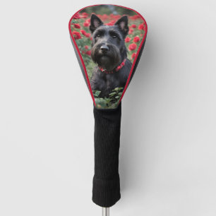Schwarzer Schottischer Terrier in Rote Rosen, Golf Headcover
