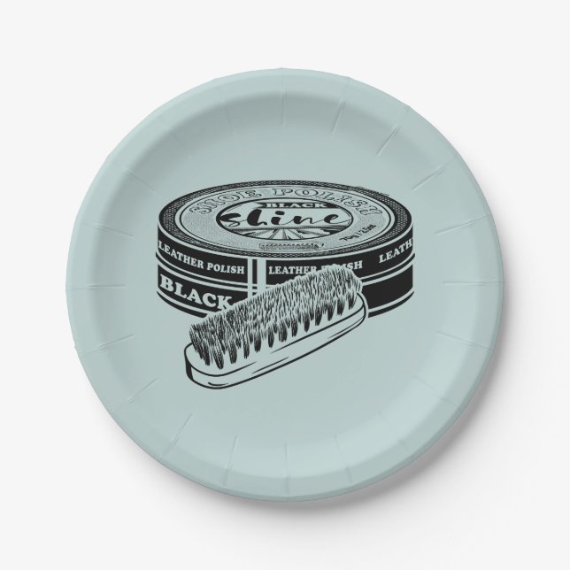 Schwarzer Schuhpolster Pappteller (Vorderseite)