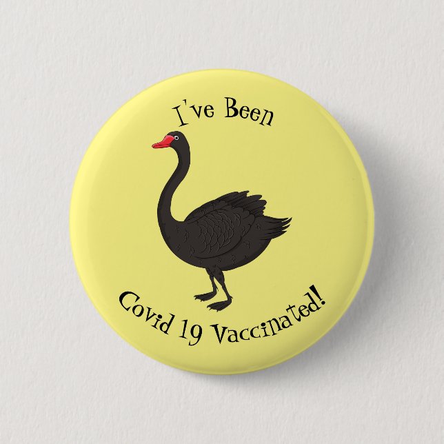 Schwarzer Schwan-Cartoon-Abbildung Button (Vorderseite)