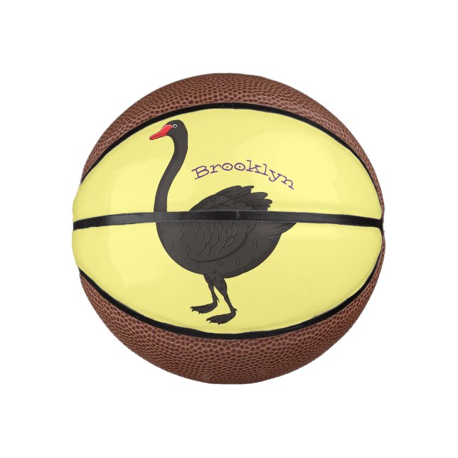 Schwarzer Schwan-Cartoon-Abbildung Mini Basketball (Vorderseite)