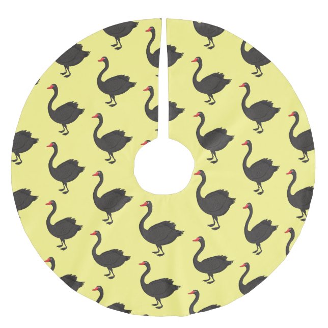 Schwarzer Schwan-Cartoon-Abbildung Polyester Weihnachtsbaumdecke (Vorderseite)