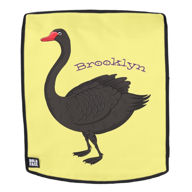 Schwarzer Schwan-Cartoon-Abbildung Rucksack (Abnehmbare Front)