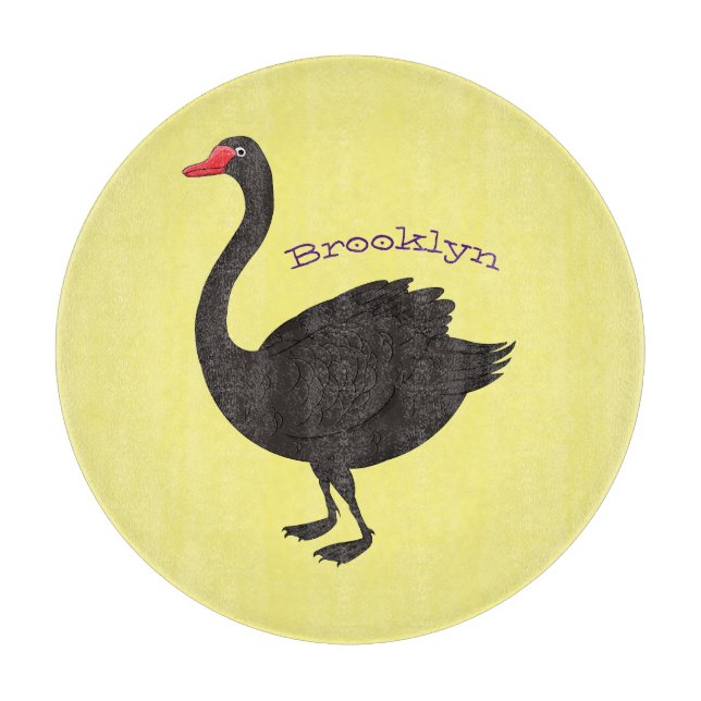 Schwarzer Schwan-Cartoon-Abbildung Schneidebrett (Vorderseite)