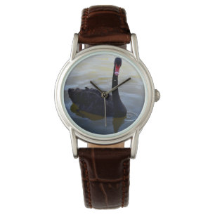Schwarzer Schwan, der auf Murray schwimmt, Armbanduhr