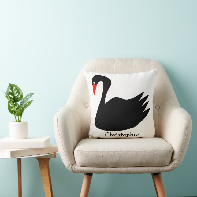 Schwarzer Schwan Design Individuell Kissen (Stuhl )