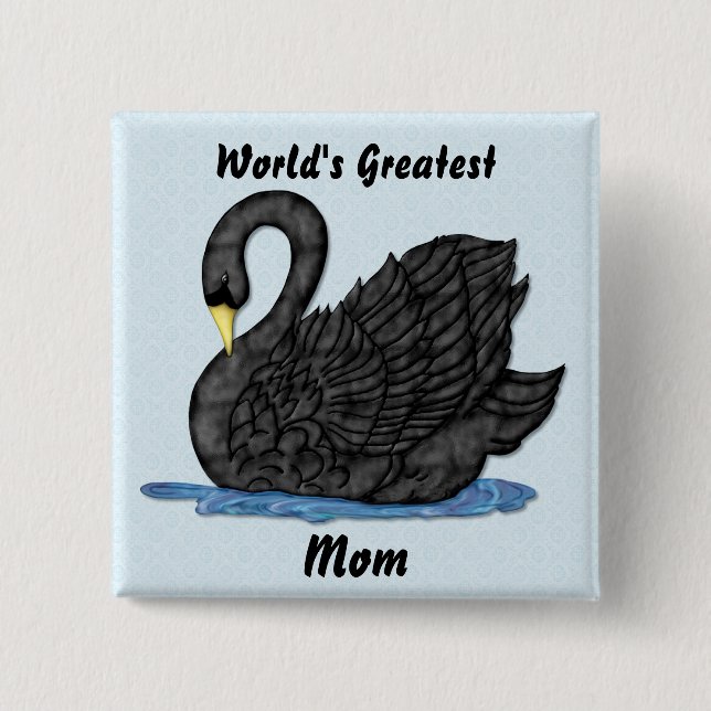 Schwarzer Schwan für Mama Button (Vorderseite)