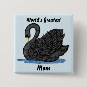 Schwarzer Schwan für Mama Button