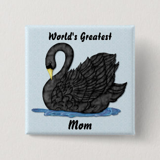 Schwarzer Schwan für Mama Button