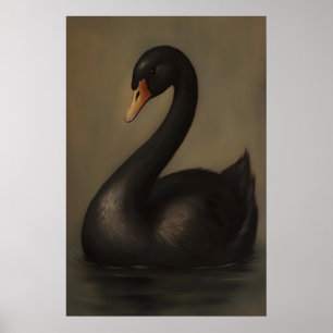 Schwarzer Schwan Gothic Art Print Dunkle Academia- Poster