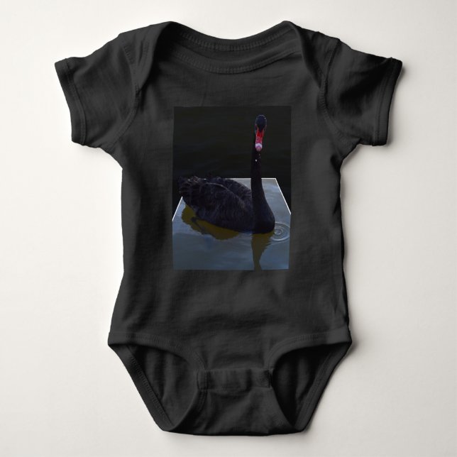 Schwarzer Schwan im Maßteich schwimmen, Baby Strampler (Vorderseite)