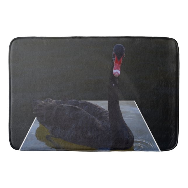 Schwarzer Schwan im Maßteich schwimmen, Badematte (Vorderseite)