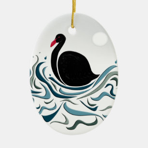 Schwarzer Schwan Keramik Ornament