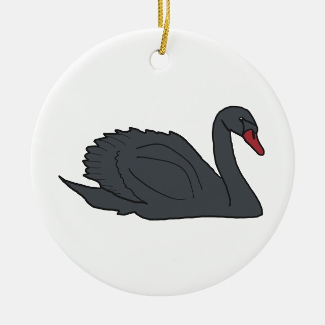 Schwarzer Schwan Keramik Ornament (Vorne)