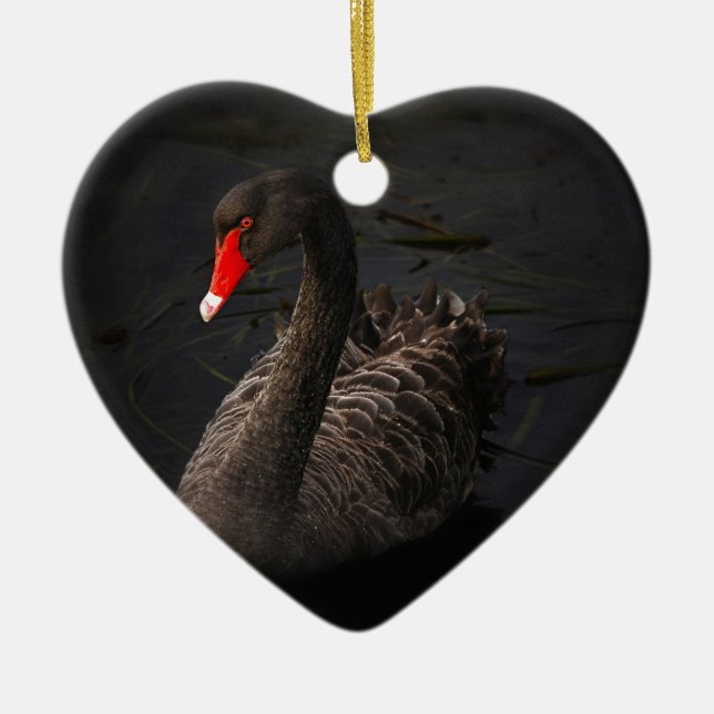 Schwarzer Schwan Keramik Ornament (Vorne)