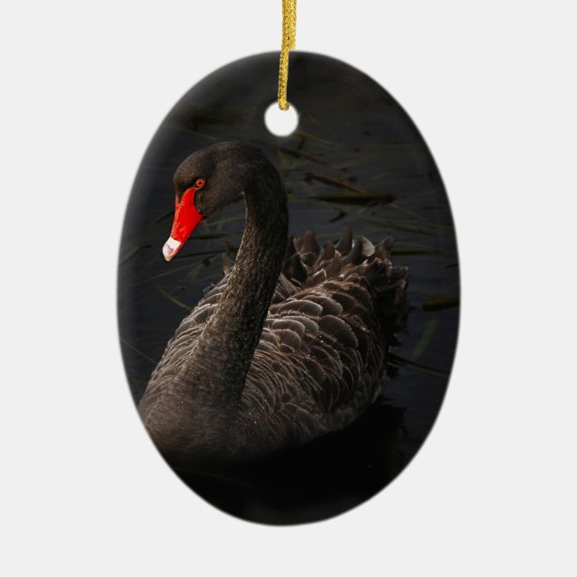 Schwarzer Schwan Keramik Ornament (Vorne)