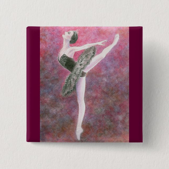 Schwarzer Schwan-Knopf Button (Vorderseite)