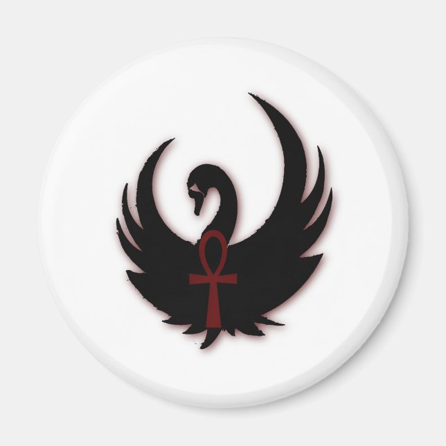 Schwarzer Schwan mit Ankh Magnet (Vorne)