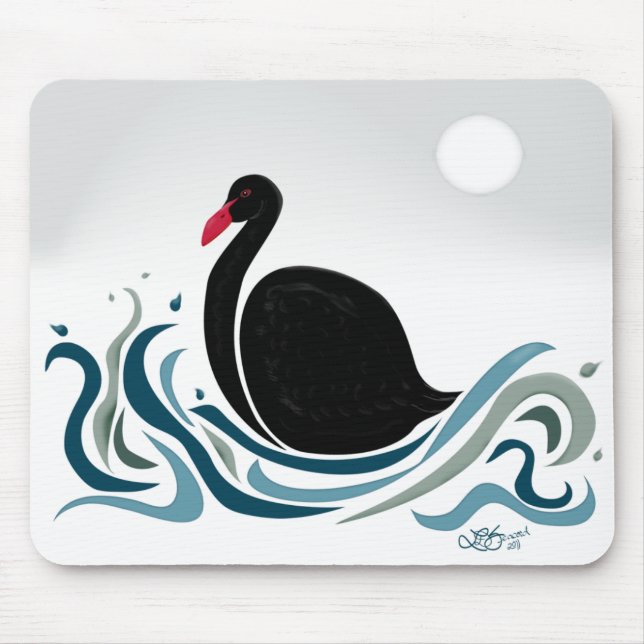 Schwarzer Schwan Mousepad (Vorne)