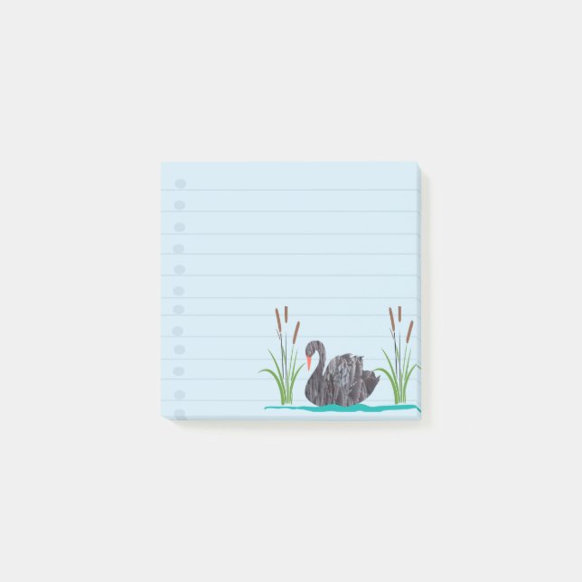 Schwarzer Schwan Post-it Klebezettel (Vorderseite)