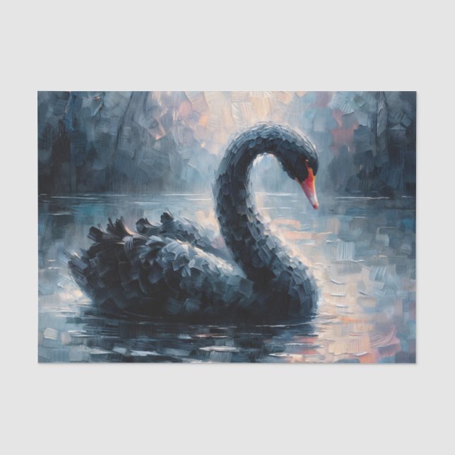 Schwarzer Schwan Schwimmende Malerei  Seidenpapier (Vorderseite)