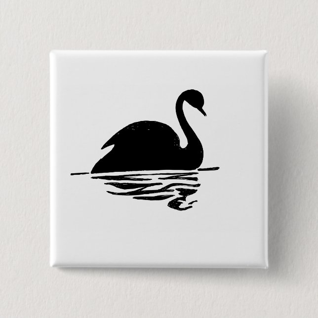 Schwarzer Schwan-Silhouette Button (Vorderseite)