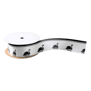 Schwarzer Schwan-und Schwarz-Streifen-Band Satinband