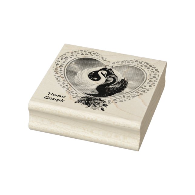 Schwarzer Schwan und weißer Schwan Gummistempel (Stempel)
