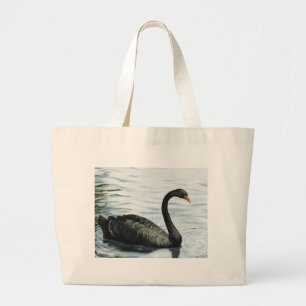 "Schwarzer Schwan-" Vogel-Kunst-Tasche Jumbo Stoffbeutel