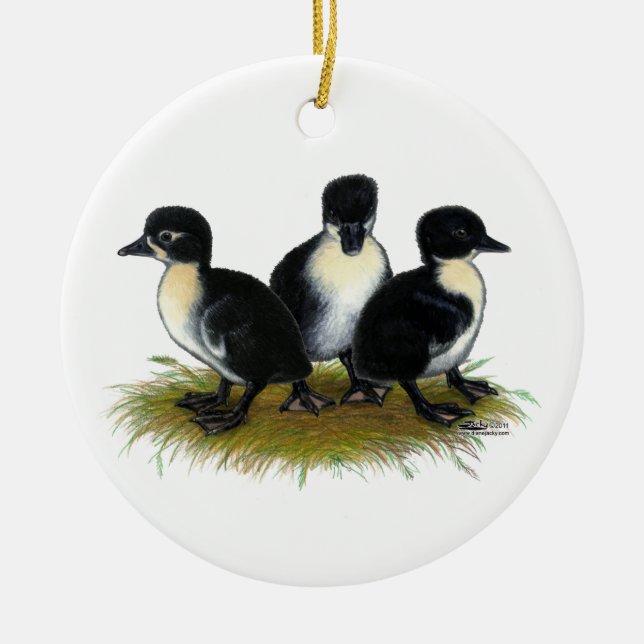 Schwarzer Schwedischer Ducklings Keramik Ornament (Vorne)