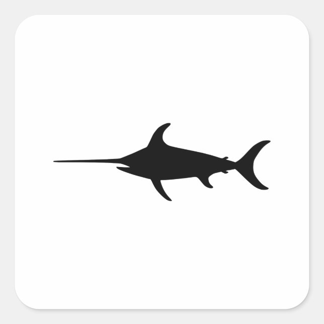 Schwarzer Schwertfisch Quadratischer Aufkleber (Vorderseite)