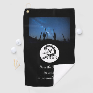 Schwarzer Scorpion Silhouette Monogramm Foto Golfhandtuch