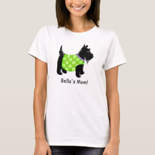 Schwarzer Scottie-Hundegrün-Name personalisiert T-Shirt