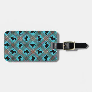 Schwarzer Scottie-Hundekarierter Tartan Gepäckanhänger
