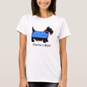 Schwarzer Scottie-Terrier-Hundeblaues T-Shirt