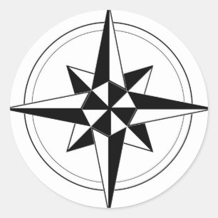 Schwarzer Seekompaß Runder Aufkleber