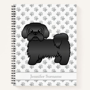 Schwarzer Shih Tzu Süßer Cartoon-Hund & Name Notizbuch