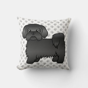 Schwarzer Shih Tzu Süßer Cartoon-Hund & Pfoten Kissen