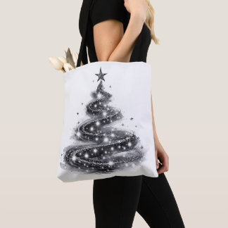 Schwarzer silberner funkelnder Weihnachtsbaum