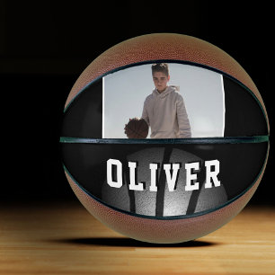 Schwarzer silberner metallischer Ball Name Foto Basketball