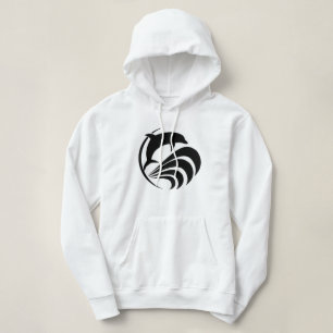 Schwarzer Silhouette-Delphin, der in Ozean-Wellen Hoodie