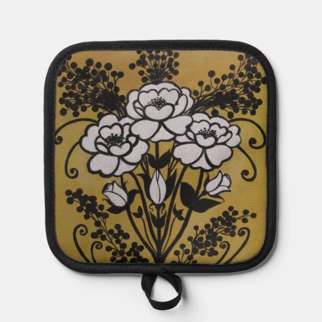 Schwarzer Silikon-Wärmeschutz, nur Töpfchenhalter Topflappen (Vorderseite)