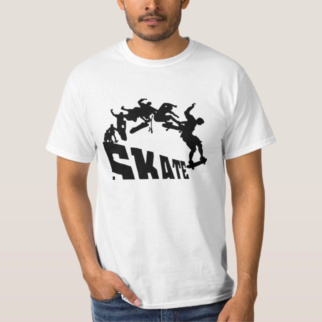 SCHWARZER SKATE PIC T-Shirt (Vorderseite)