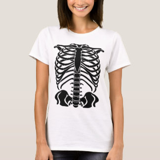 Schwarzer Skelett Brustkorb T-Shirt