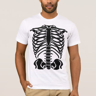 Schwarzer Skelett Brustkorb T-Shirt
