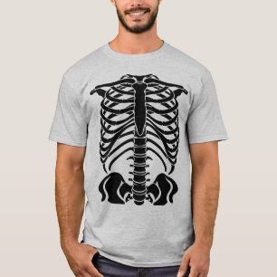 Schwarzer Skelett Brustkorb T-Shirt