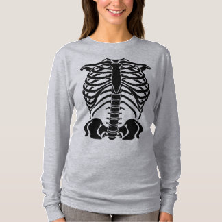 Schwarzer Skelett Brustkorb T-Shirt