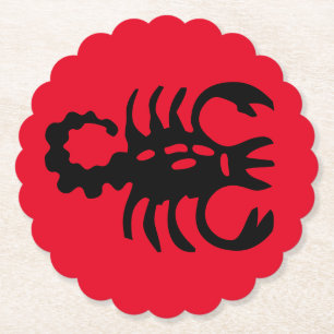 Schwarzer Skorpion über Rotes Design Skorpio zodia Untersetzer
