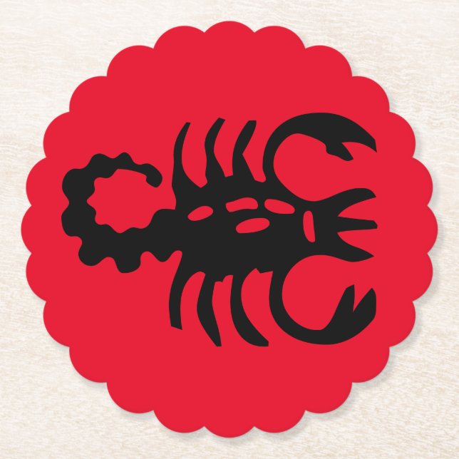 Schwarzer Skorpion über Rotes Design Skorpio zodia Untersetzer (Vorderseite)