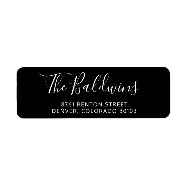 Schwarzer Skriptname Moderne Rücksendeadresse (Vorne)