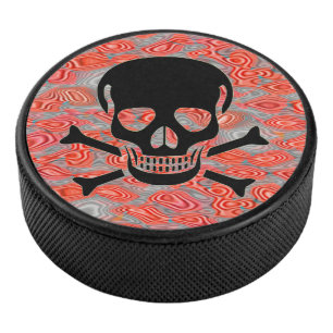Schwarzer Skull-Hockey-Puck Eishockey Puck
